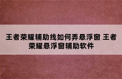 王者荣耀辅助线如何弄悬浮窗 王者荣耀悬浮窗辅助软件